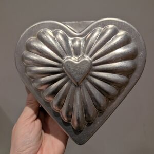 Heart-Shaped Silver Cake Mold